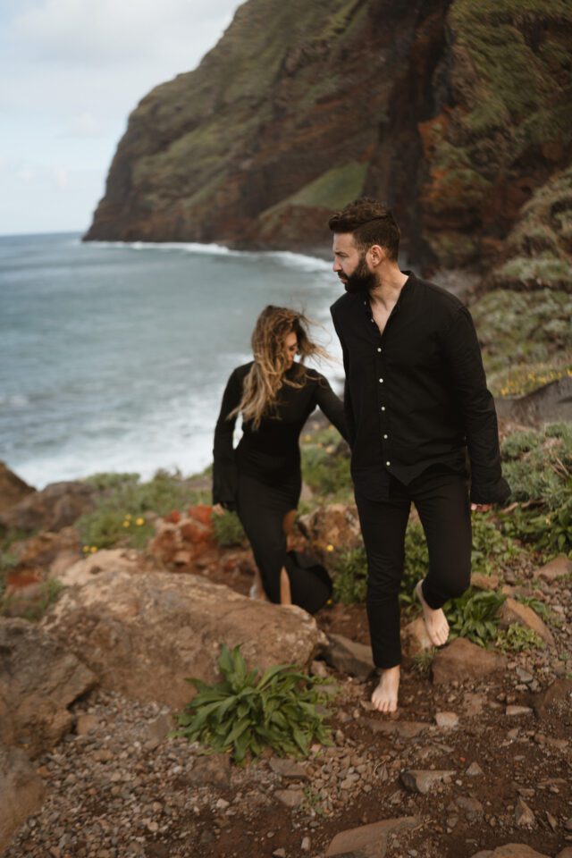 Couple walking at Achadas Da Cruz