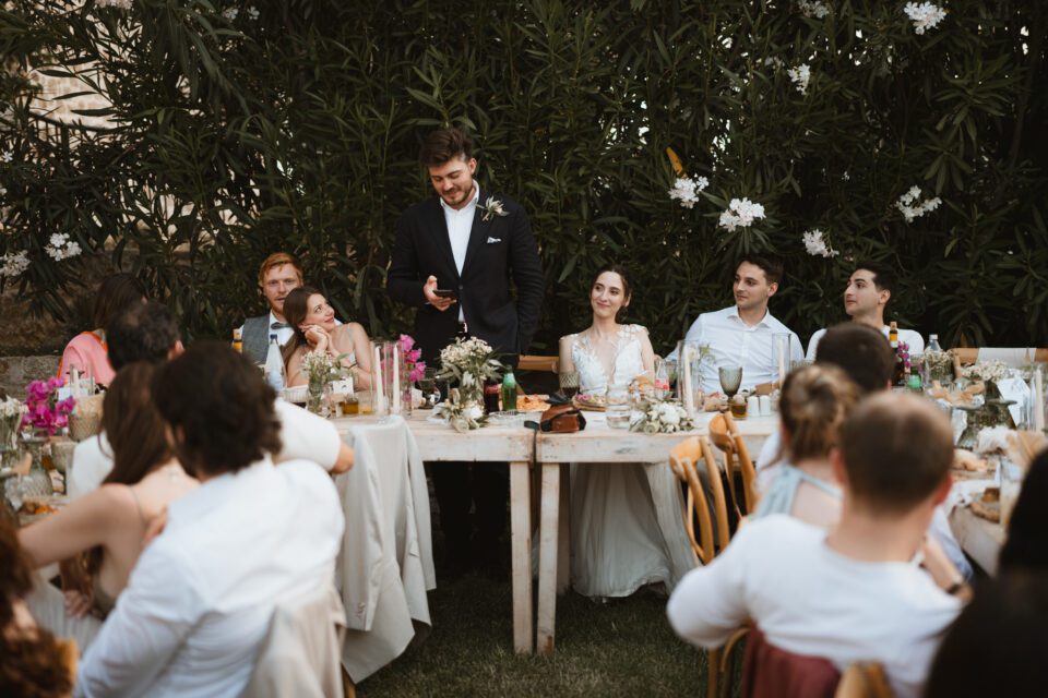 Wedding reception dinner with speeches at Alistos Hotel