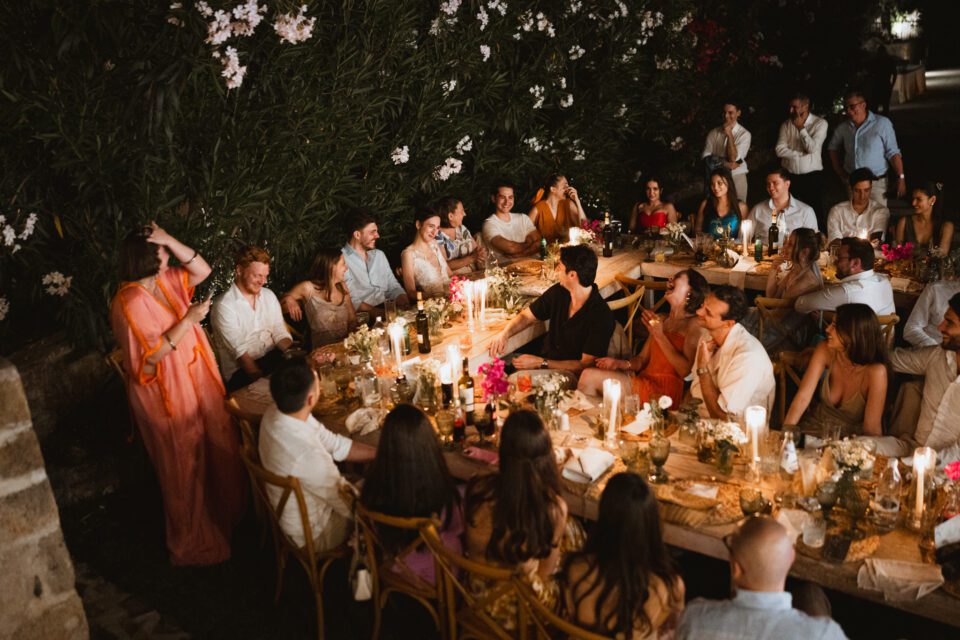 Candlelit wedding dinner party at Alistos Hotel